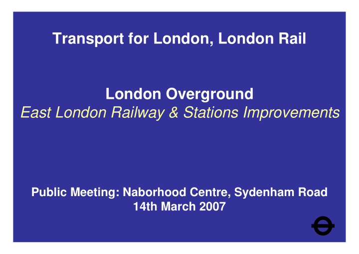 transport for london london rail london overground east