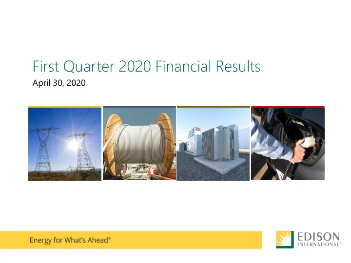 first quarter 2020 financial results