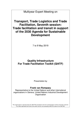 Transport, Trade Logistics and Trade  Facilitation, Seventh session:  Trade facilitation and