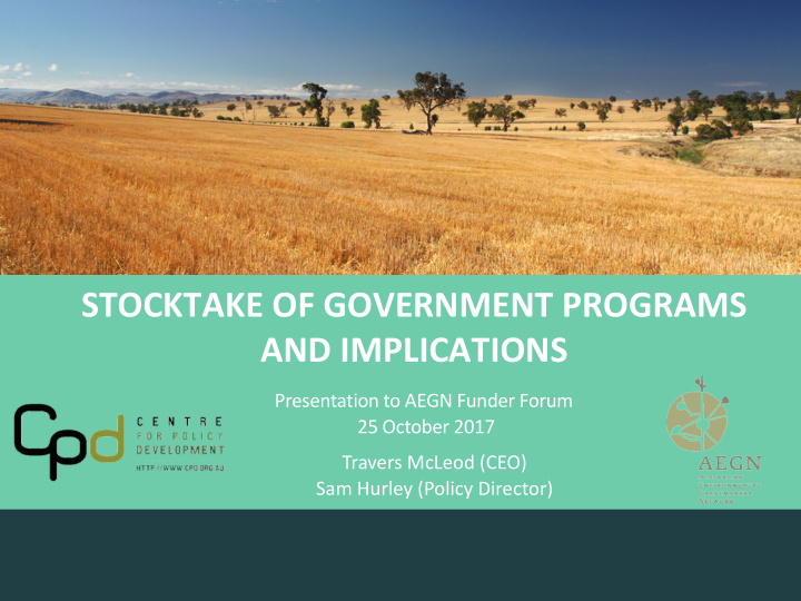 stocktake of government programs and implications