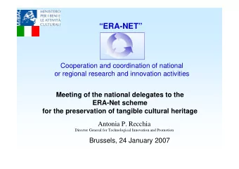 ERA-NET  Cooperation and coordination of national  or regional research and innovation