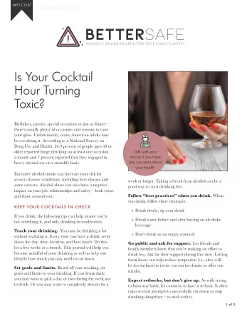 BETTER SAFE  WELCOAS ONLINE BULLETIN FOR YOUR FA MILYS SAFET Y  Is Your Cocktail  Hour