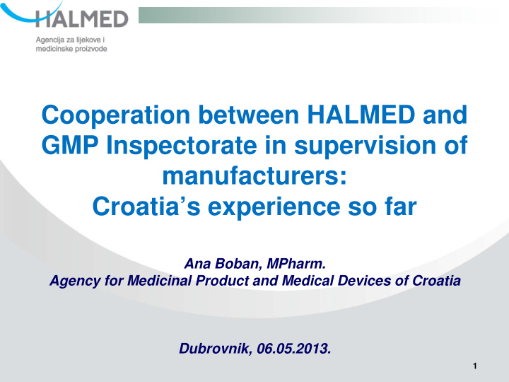 cooperation between halmed and gmp inspectorate in