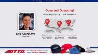 Open and Operating!  Shipping daily from our CA, TX, and GA warehouses. DAVID R. LEVER, MAS