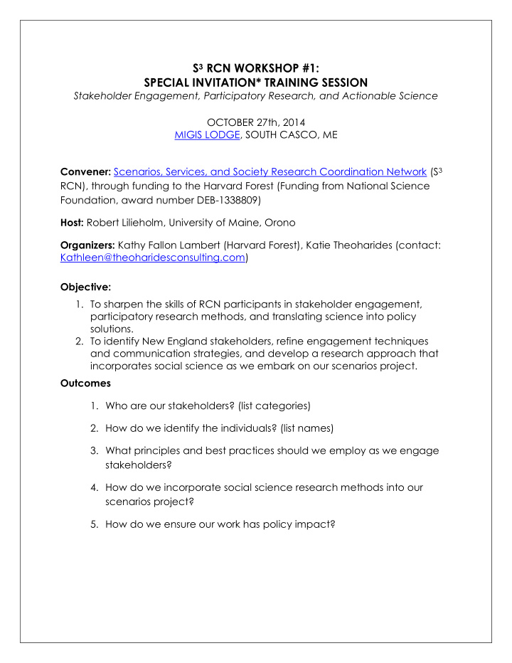s 3 rcn workshop 1 special invitation training session