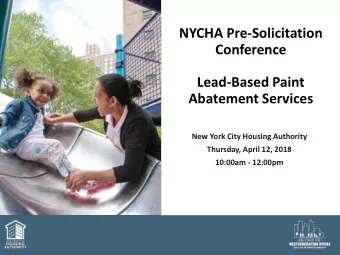 NYCHA Pre-Solicitation  Conference  Lead-Based Paint  Abatement Services  New York City Housing