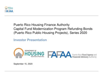 Puerto Rico Housing Finance Authority  Capital Fund Modernization Program Refunding Bonds  (Puerto