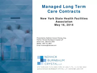 Managed Long Term  Care Contracts  New  York State Health Facilities  Association  May 16, 2014