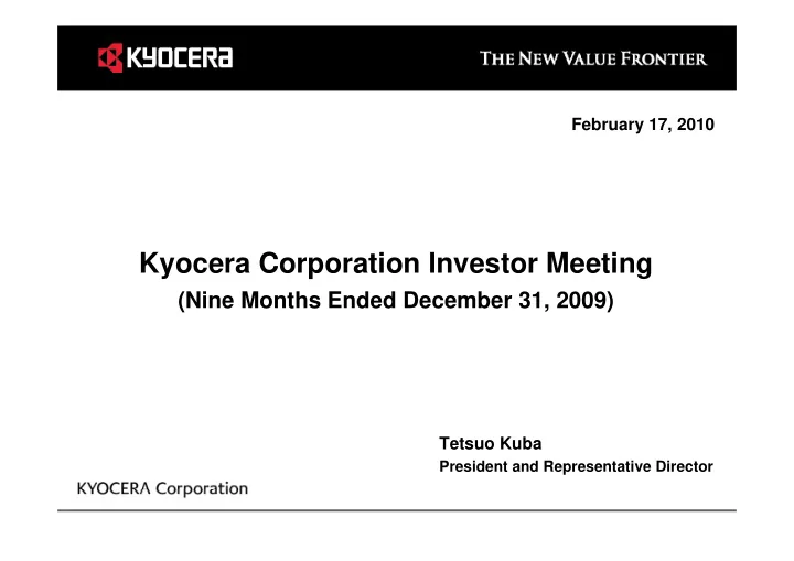kyocera corporation investor meeting