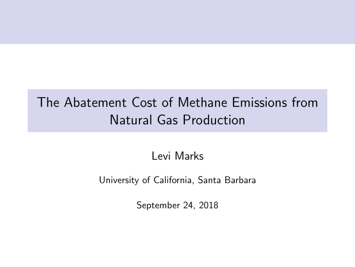 the abatement cost of methane emissions from natural gas