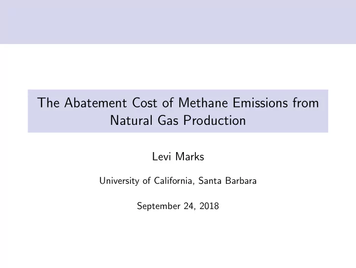 the abatement cost of methane emissions from natural gas