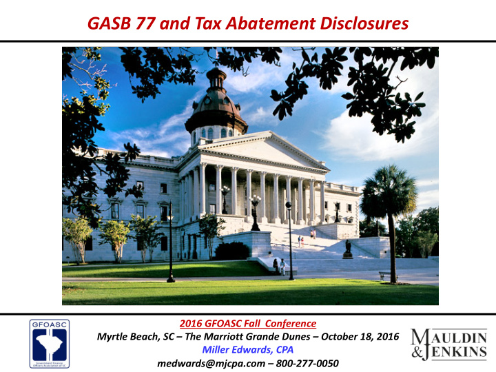 gasb 77 and tax abatement disclosures