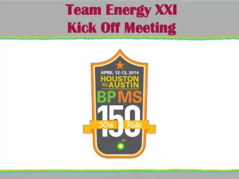 Tea  Team En  m Energ  ergy  y XX  XXI  Kic  ick  k Off  Off Me  Meet  etin  ing  Agenda