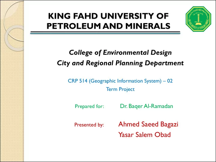 king fahd university of petroleum and minerals
