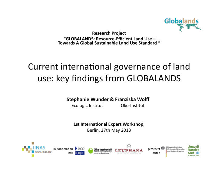 current interna2onal governance of land