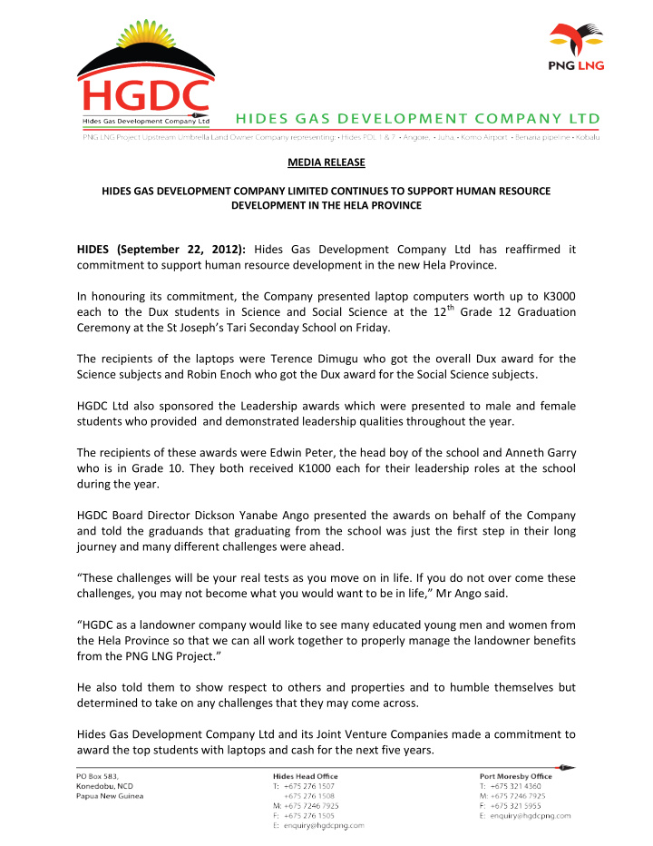 hides september 22 2012 hides gas development company ltd