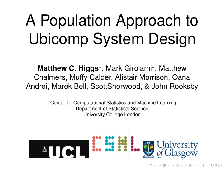 a population approach to ubicomp system design
