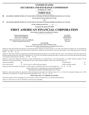 FIRST AMERICAN FINANCIAL CORPORATION  (Exact name of registrant as specified in its charter)
