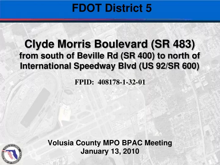 fdot district 5 clyde morris boulevard sr 483