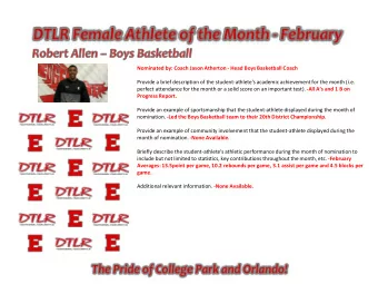 Averages: 13.5point per game, 10.2 rebounds per game, 3.1 assist per game and 4.5 blocks per  game.