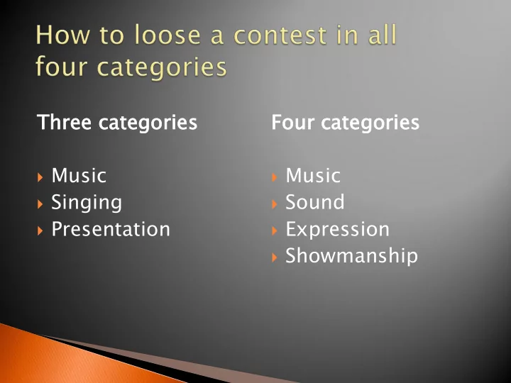 three catego gorie ies four catego gorie ies music music