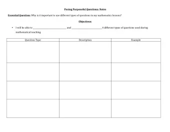 Posing'Purposeful'Questions:'Notes'  ' Essential'Question: