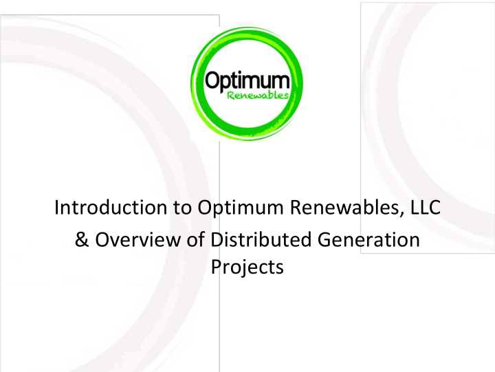 overview of distributed generation