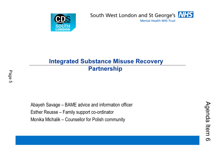 integrated substance misuse recovery partnership