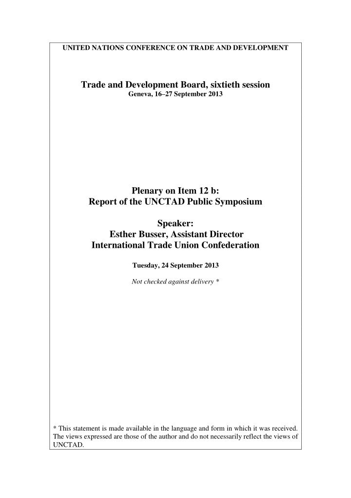 trade and development board sixtieth session
