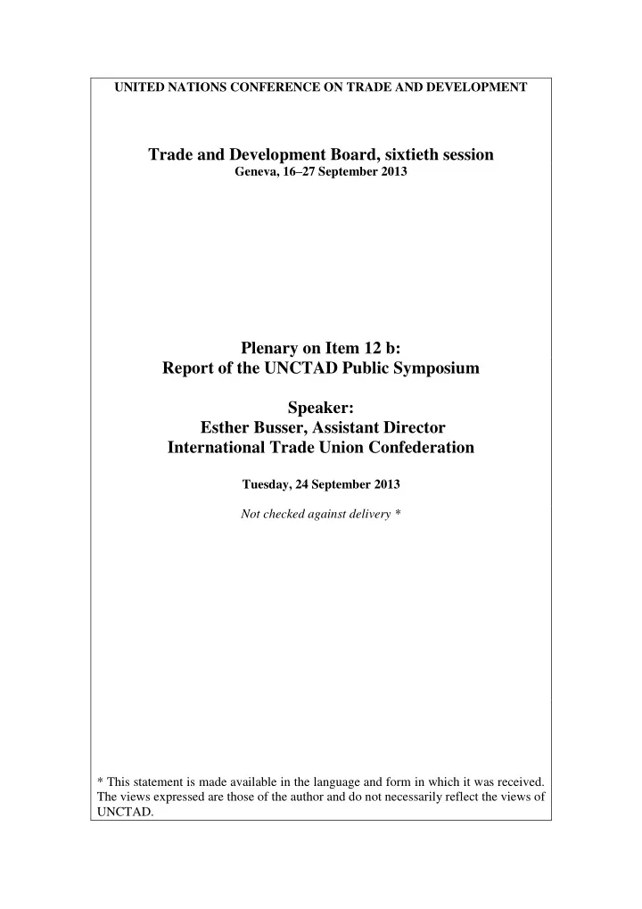 trade and development board sixtieth session