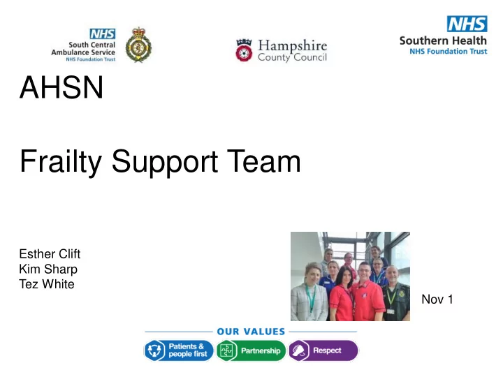 ahsn frailty support team