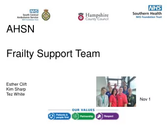 AHSN  Frailty Support Team  Esther Clift  Kim Sharp  Tez White  Nov 1  Proactive care  Seamless