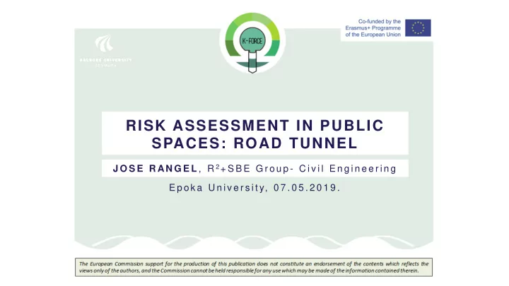 risk assessment in public spaces road tunnel