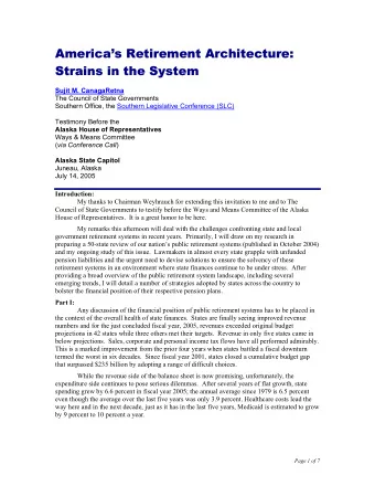 Americas Retirement Architecture:  Americas Retirement Architecture:  Strains in the System