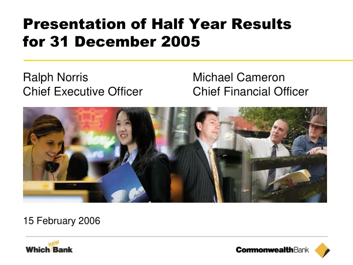 presentation of half year results