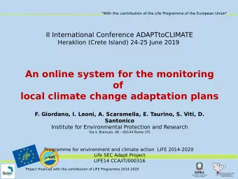 An online system for the monitoring  of  local climate change adaptation plans  F  . Giordano, I.