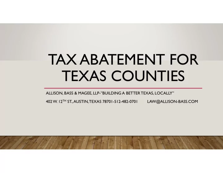 tax abatement for texas counties