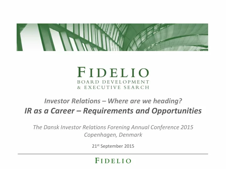 ir as a career requirements and opportunities
