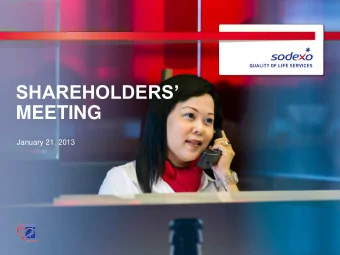 SHAREHOLDERS  MEETING  January 21, 2013  L EXPERTISE NEST PAS OBLIGATOIRE