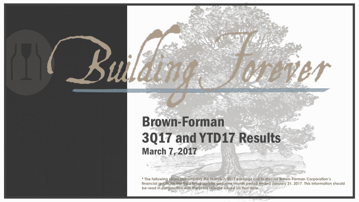 brown forman 3q17 and ytd17 results