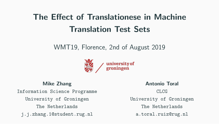 the effect of translationese in machine translation test