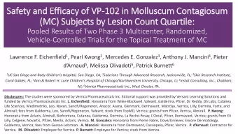 Safety  ty a  and E  Efficacy  cy o  of VP  VP-102 i  in Mol  ollu  luscu  cum C  Contagio  iosum