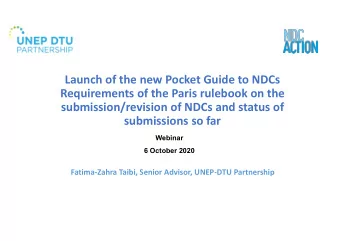 Launch of the new Pocket Guide to NDCs  Requirements of the Paris rulebook on the