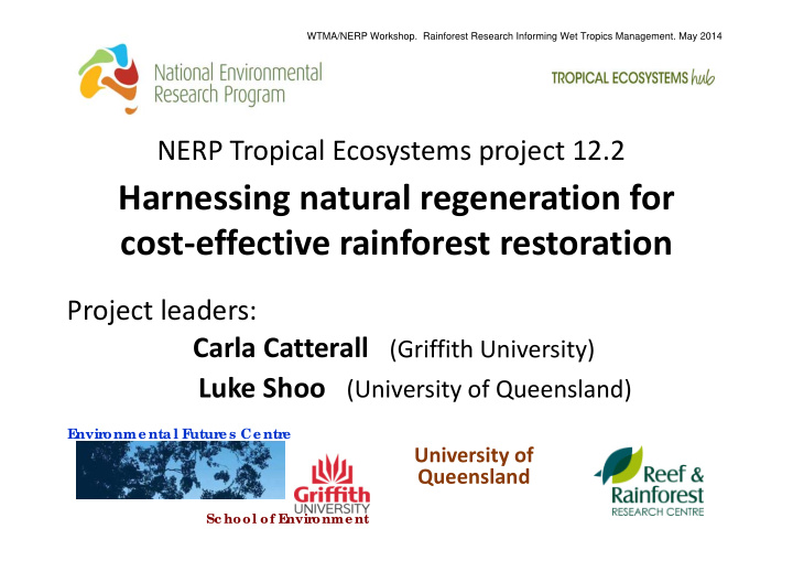 harnessing natural regeneration for cost effective
