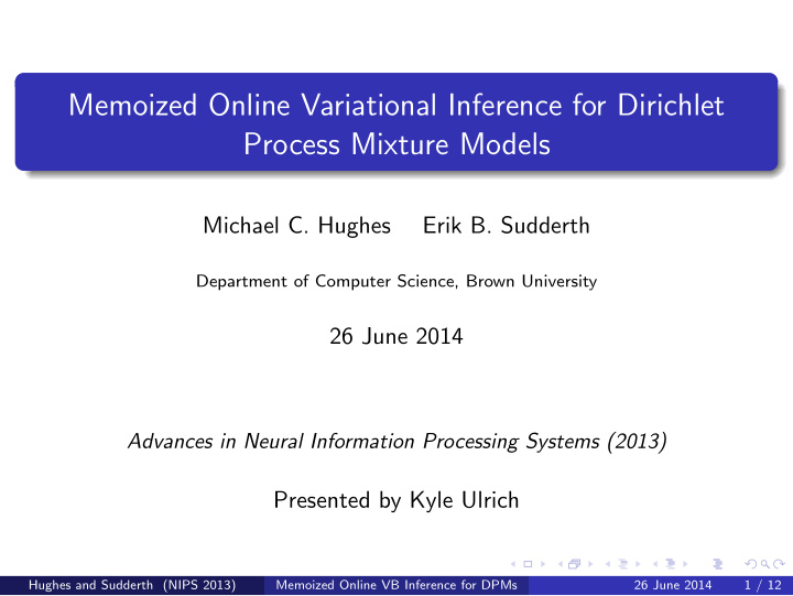 memoized online variational inference for dirichlet