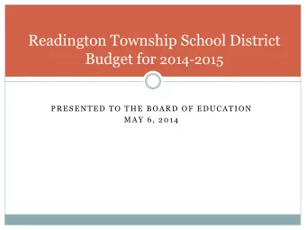 Budget Goals  Maintain a flat budget without impacting students  academic experiences.