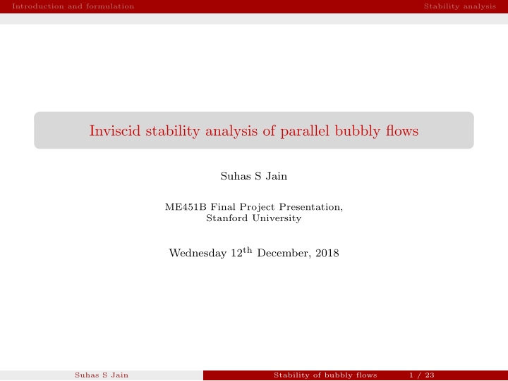 inviscid stability analysis of parallel bubbly flows