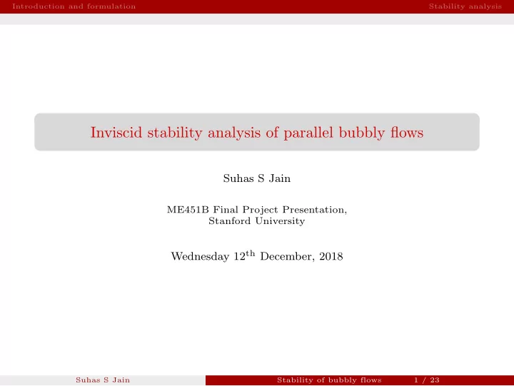 inviscid stability analysis of parallel bubbly flows