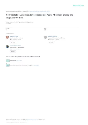 Non Obstetric Causes and Presentation of Acute Abdomen among the  Pregnant Women Article in Journal