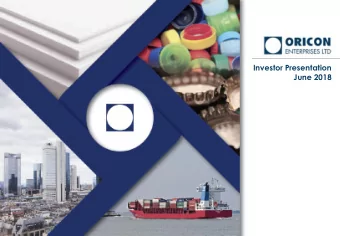 June 2018  Executive Summary  2  Company Overview  Oricon Enterprises Ltd.(OEL) is a 50+ year old